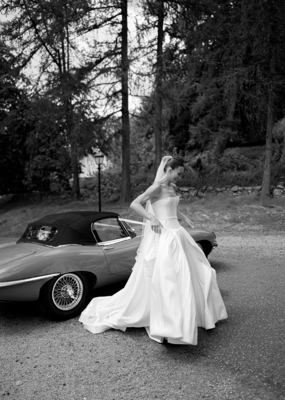 Simple A Line Strapless Corset White Satin Long Wedding Dress SH8255