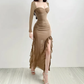 Grape Purple A Line Long Sleeve Ruffle Tulle Homecoming Dress Date Dress Outfits SH3631