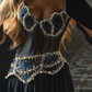 Stunning Navy Blue A Line Exquisite Pearl Beaded Chiffon Tulle Graduation Prom Dress SH5331
