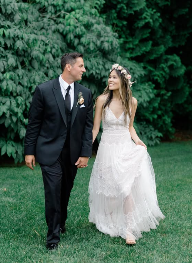 Pretty A Line Spaghetti Strap White Lace Tulle Long Prom Dress Wedding Dress SH4706