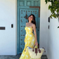 Summer Yellow A Line Strapless Chiffon Prom Dress Vacation Dress SH6257