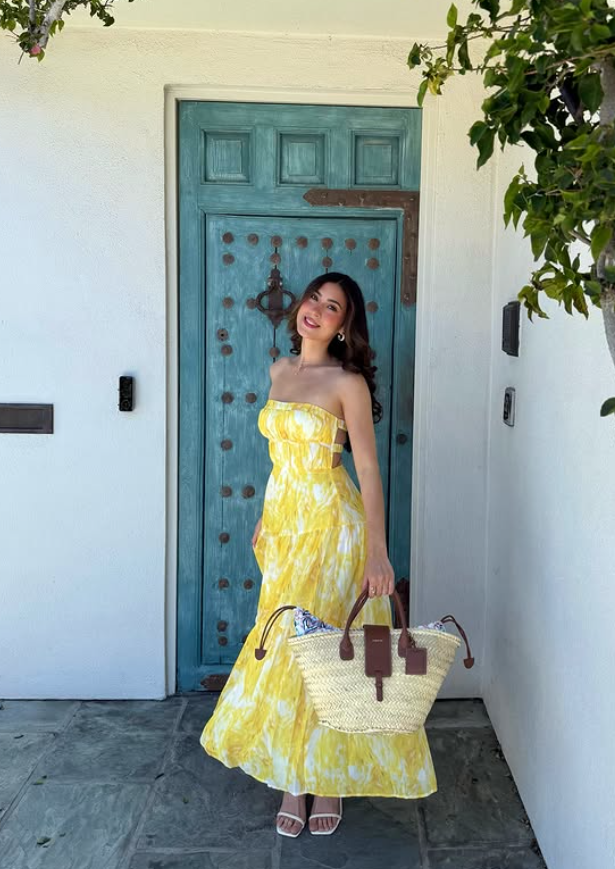 Summer Yellow A Line Strapless Chiffon Prom Dress Vacation Dress SH6257