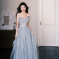 Elegant A Line Sweetheart Neck Beaded Tulle Prom Dress Party Dresses SH4594