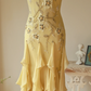 Yellow Mermaid Spaghetti Strap Embroidered Beaded Ruffle Chiffon Prom Dress Formal Dress SH3881