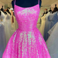 Glitter Sequins Tulle A-Line Homecoming Dress Short Party Dress SH1471