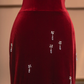 Burgundy Mermaid Straps Beaded Velvet Long Prom Dress Party Dress SH4370