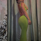 Charming Sheath Straps Green Satin Long Open Back Prom Dress Evening Dress SH2104