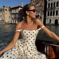 Classic Black-White Polka Dot A Line Straps Satin Long Prom Dress Vacation Dress SH4810