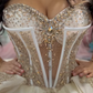Champagne Sweetheart Neck Corset Rhinestone Tulle Ball Gown Sweet 16 Dress Quinceanera Dress SH2126