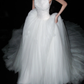 Backless Unique Ball Gown Straps White Lace Applique Tulle Long Wedding Dress SH6618