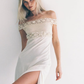 Ivory Sheath Off the Shoulder Shiny Beaded Chiffon Prom Dress Vacation Dress SH6265