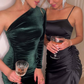 Emerald Sheath Long Sleeve Pleated Velvet Mini Homecoming Dress Cocktail Dress SH4344