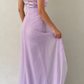 Lilac A Line Spaghetti Strap Satin Tulle Long Prom Dress Evening Dress SH2481