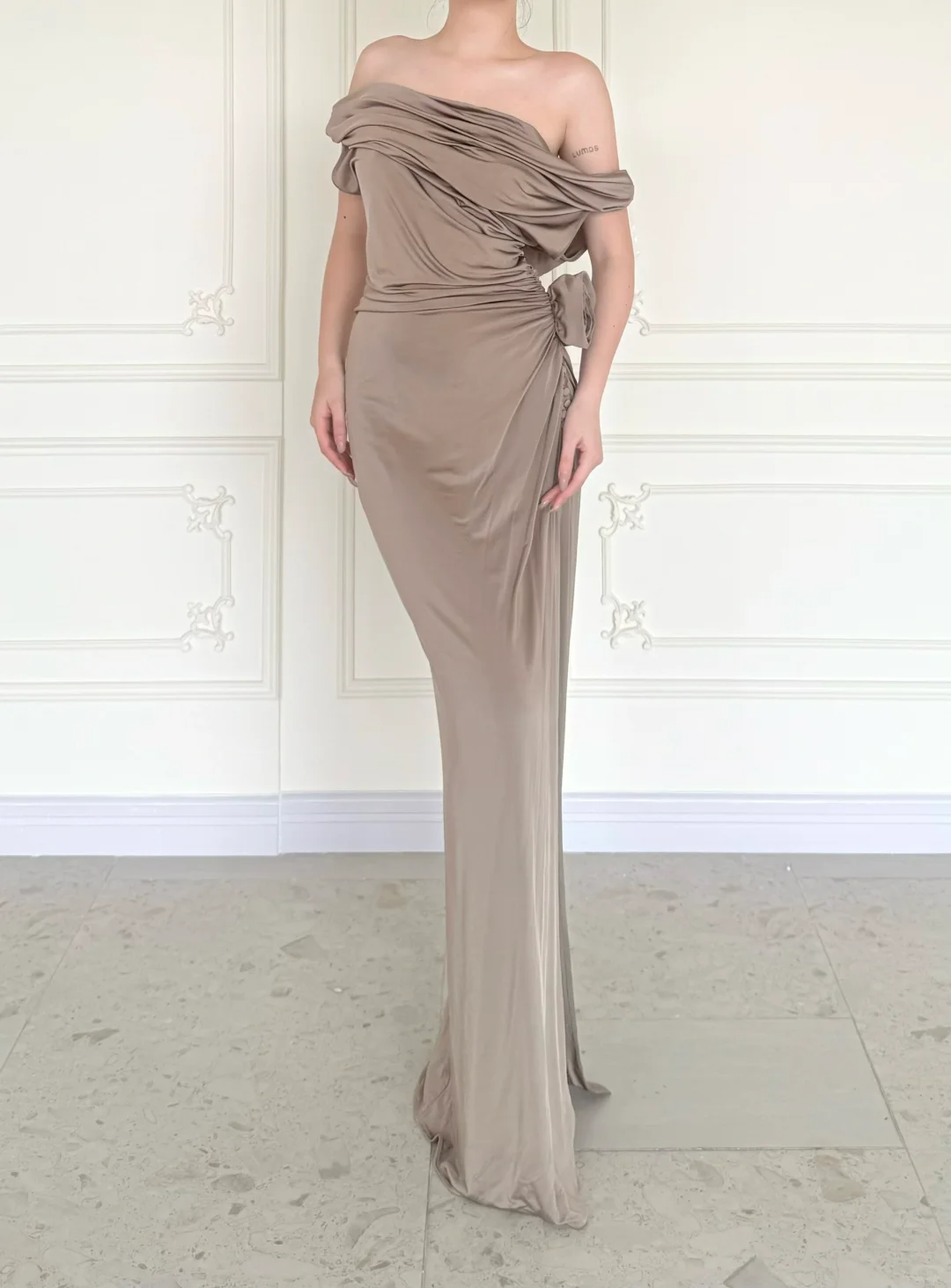 Simple Brown Vintage Sheath Straps Satin Long Prom Dress Wedding Guest Dress SH5506