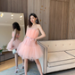 Pink A Line Strapless Tulle Short Outfit Party Dress Homecoming Dress Birthday Dress SH3527