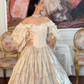 Apricot Vintage Ball Gown Long Sleeve Embroidery Beaded Satin Long Prom Dress SH5486