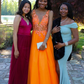 Charming A Line V Neck Appliques Orange Tulle Prom Dress Evening Dress SH2078
