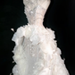 White Flower Exquisite Mermaid Rhinestone Tulle Strapless Prom Dress Evening Dress Party Dress SH3612