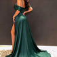 Sexy Dark Green Satin Mermaid Prom Dresses 2026 Spaghetti Straps Pleats Seep Train Formal Evening Occasion Pageant Gowns SA1038