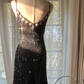 Stunning Mermaid Spaghetti Strap Beaded Black Chiffon Short Homecoming Dress Cocktail Dress SH2962