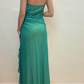 Vintage A Line Spaghetti Strap Rhinestone Green Chiffon Prom Dress Evening Dress SH2204