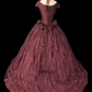Vintage Burgundy A Line Sequin Satin Tulle Prom Dress Evening Dress SH5603