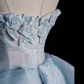 Cute A Line Straps Sky Blue Satin Tulle Long Evening Dresses Party Dresses SH2673