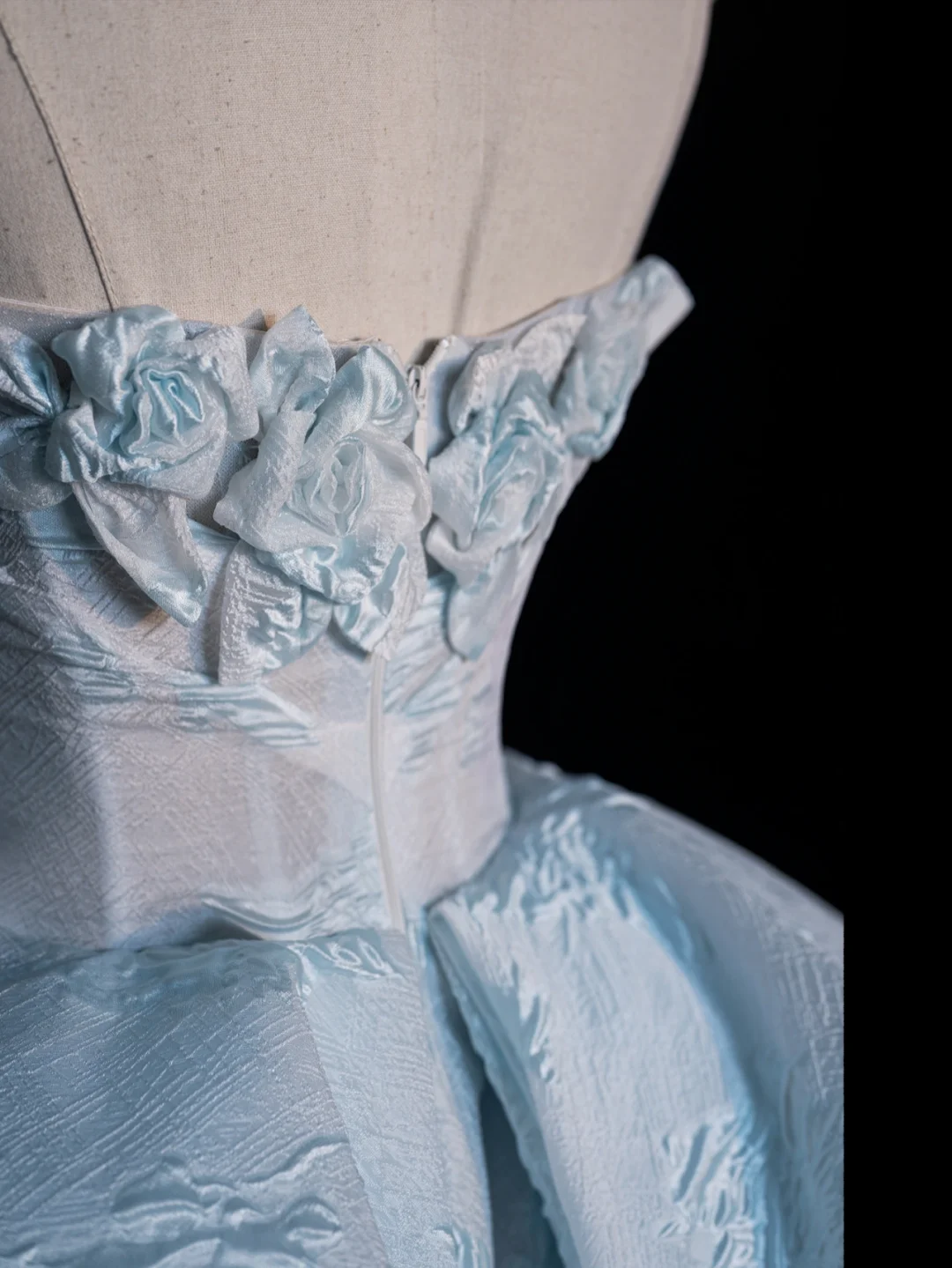 Cute A Line Straps Sky Blue Satin Tulle Long Evening Dresses Party Dresses SH2673