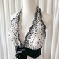 Vintage White Halter Black Beaded Layered Chiffon Short Prom Dress SH5435