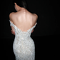 Luxurious Mermaid Off the Shoulder White Beaded Sequin Tulle Long Wedding Dress SH8921