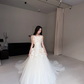 2026 New Ball Gown Strapless 3D Floral Tulle Satin Long Wedding Dress SH7711
