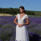 Pretty A Line V Neck White Lace Tulle Wedding Dress SH6021