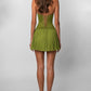 Elegant A Line Halter Neck Green Corset Homecoming Dress with Lace Ruffles SH7469