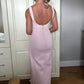 Pink Sleeveless Square Neck Satin Ruffles Long Prom Dress SH8218