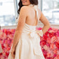 Elegant White Jacquard A-Line Halter Neck Mini Homecoming Party Dress SH7892