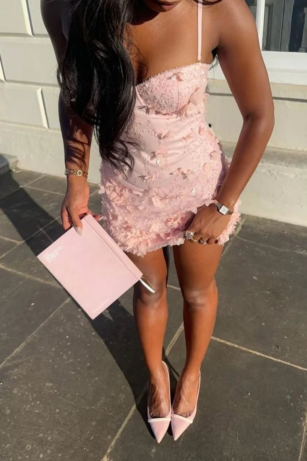 Elegant Pink Floral Lace Mini Homecoming Dress with Corset-Inspired Bodice SH7901