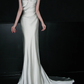 Simple Mermaid Sweetheart Neck White Satin Long Sweep Wedding Dress SH4933