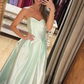 Simple Mint Green A Line Sweetheart Neck Satin Prom Dress Evening Dress SH6359