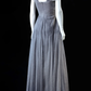 Vintage Simple Grey A Line Tulle Long Prom Dress Evening Dress SH5134