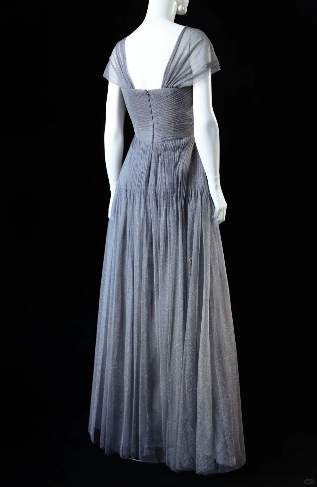 Vintage Simple Grey A Line Tulle Long Prom Dress Evening Dress SH5134
