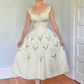 Lily of the Valley Embroidery Exquisite V Neck Satin Party Dress Prom Dress SH3596