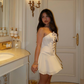 Cute A Line Strapless White Chiffon Short Homecoming Dress Birthday Dress SH2395