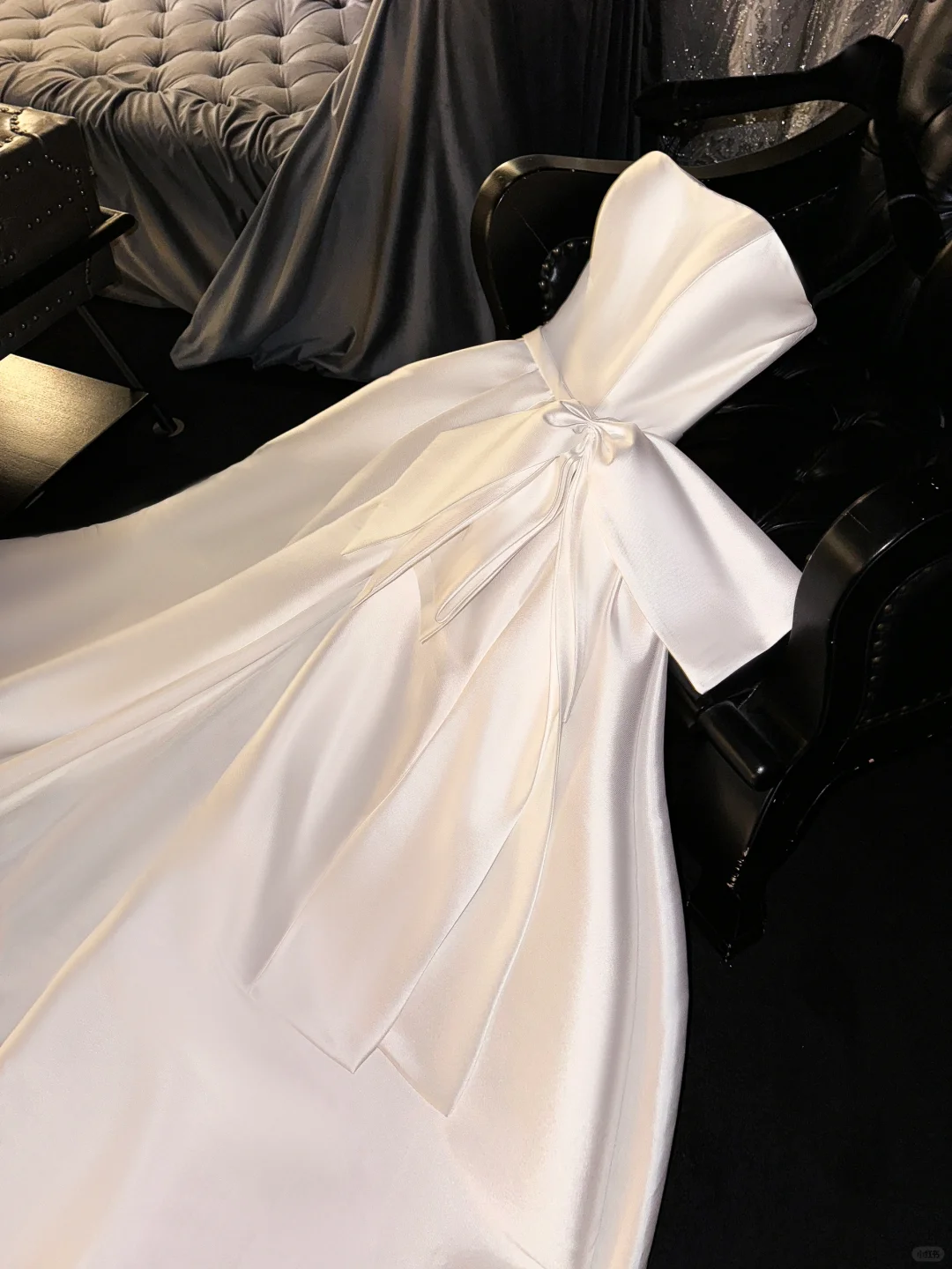 Simple A Line Off the Shoulder White Satin Long Party Dress Birthday Dress with Bow SH2909