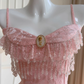 Pink A Line Spaghetti Strap Beaded Lace Homecoming Dress Birthday Dress SH4509
