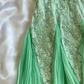 Green A Line Spaghetti Strap Lace Chiffon Evening Dress Party Dress SH3424