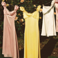 Gentle Yellow A Line Puff Lace Satin Long Prom Dress Party Dress Date Dress SH4004