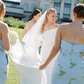 Lily of the Valley Sheath Strapless Satin Long Bridesmaid Dress SH6302