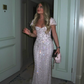 Stunning Light Pink Sheath Exquisite Beaded Satin Long Prom Dress Party Dress SH5319
