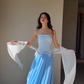 Beautiful Blue A Line Strapless Exquisite Beaded Chiffon Long Prom Dress Evening Dress SH6750