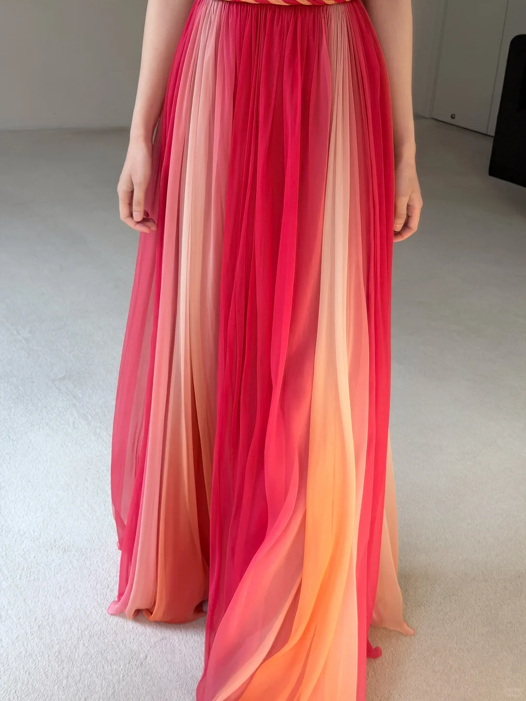 Elegant A Line Halter Pink Ombre Chiffon Long Prom Dress Evening Dress SH7701